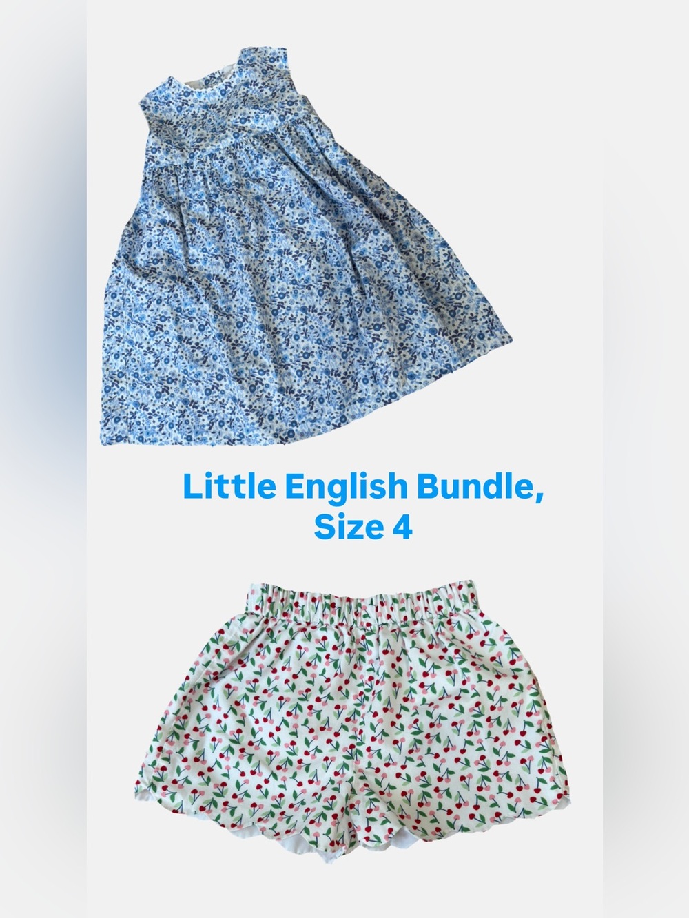 Little English Girls Size 4 Dress & Shorts Bundle – Floral + Cherry Print
